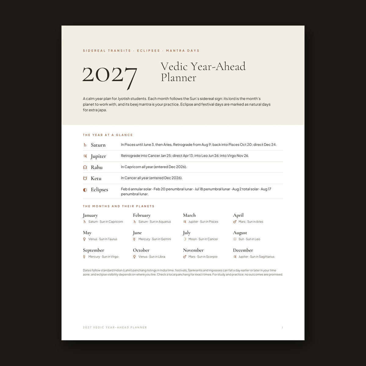 2027 Vedic Year-Ahead Planner cover
