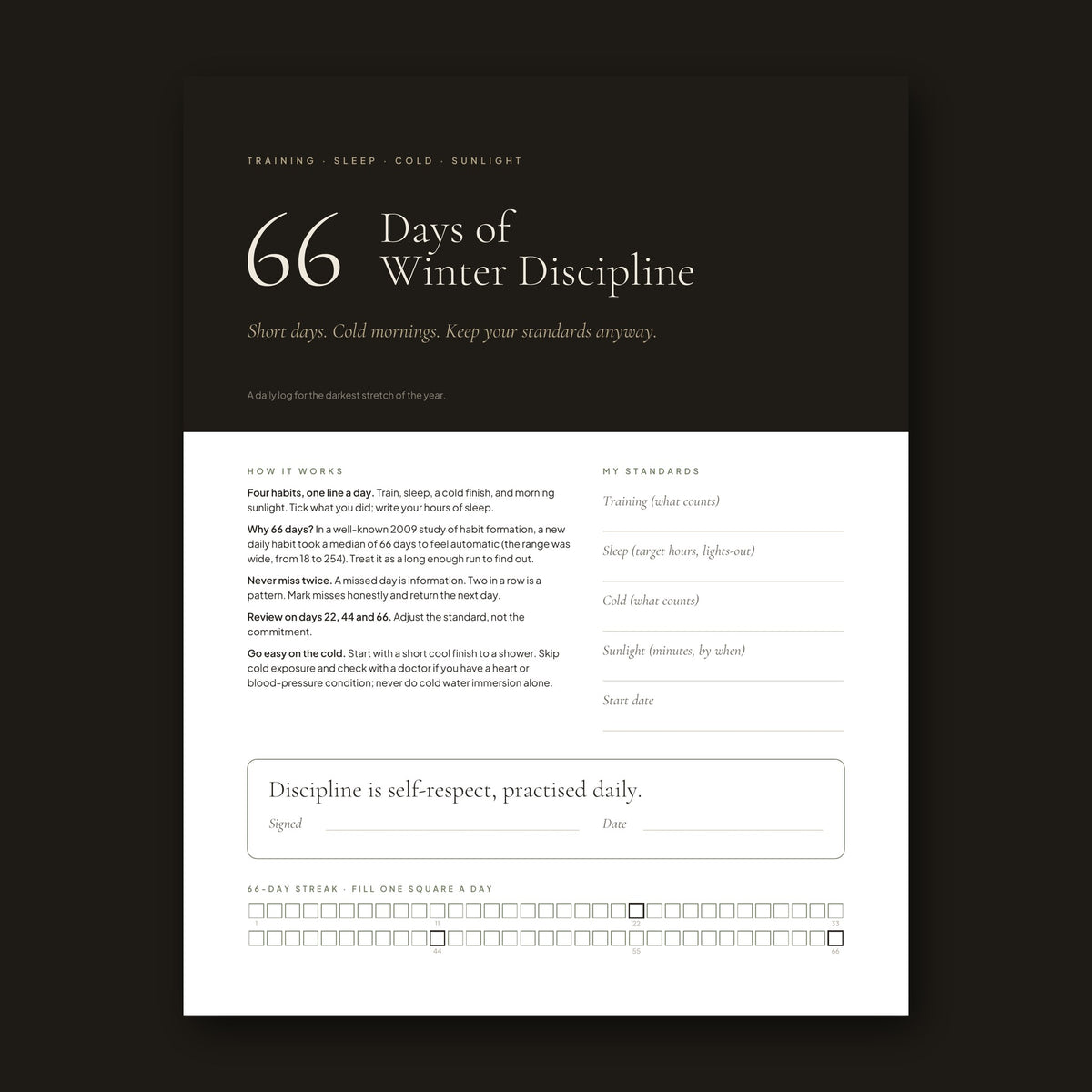 66-Day Winter Discipline Log cover