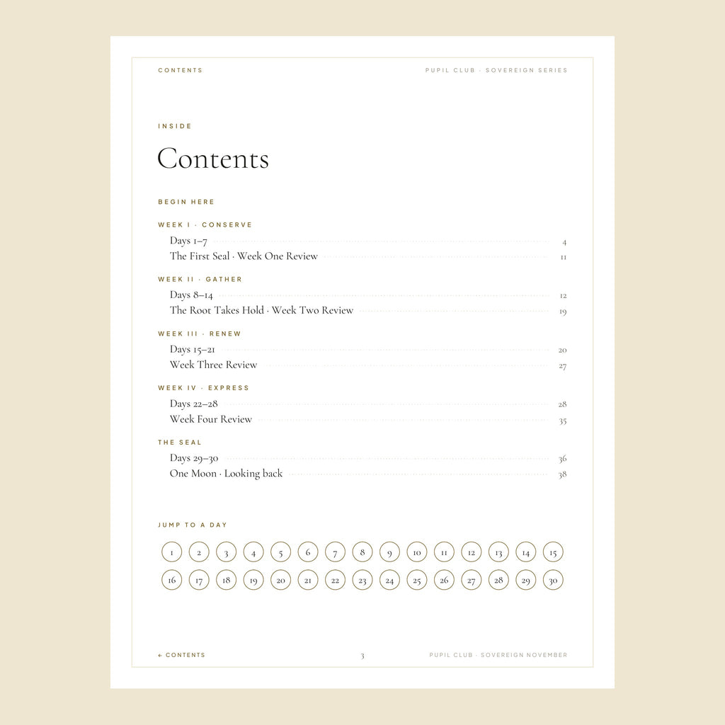 Contents with jump-to-a-day links
